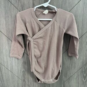 Kate Quinn Brown Kimono Wrap Long Sleeve Bodysuit